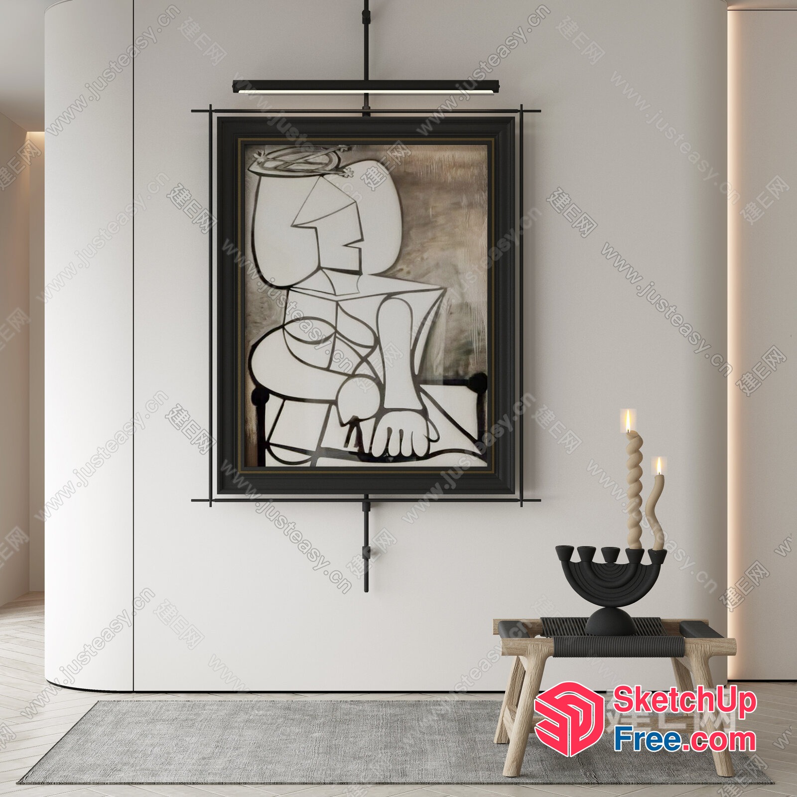 Modern Minimalist Artwork In A Contemporary Setting 3D SketchUp File
