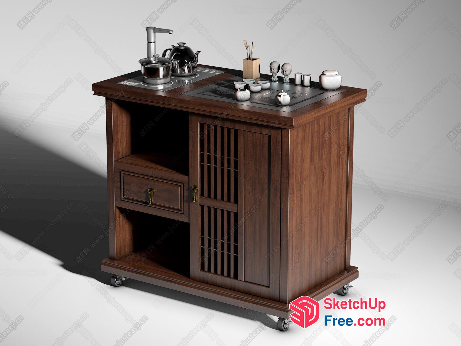Wooden Tea Bar And Storage Unit 3D SketchUp File