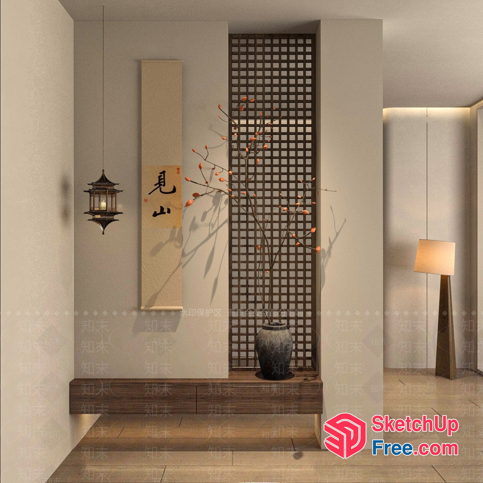 Minimalist Japanese Style Interior Design 3D SketchUp File