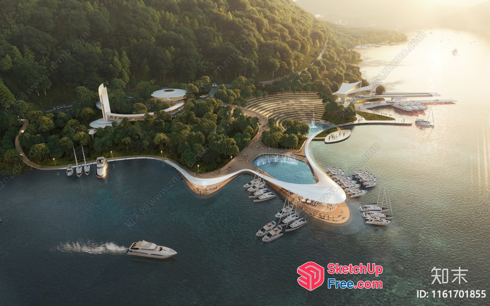 Futuristic Waterfront Resort With Modern Architecture 3D SketchUp File