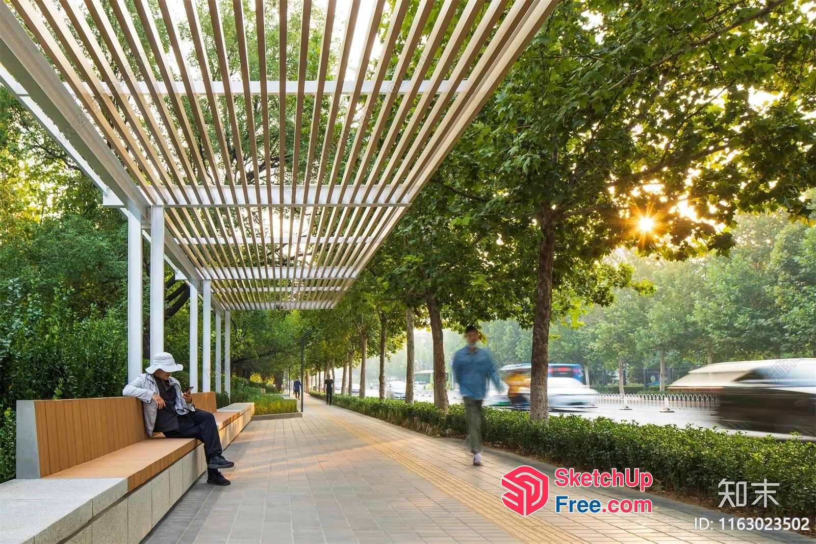 Outdoor Urban Space With Lush Greenery And Modern Architecture 3D SketchUp File