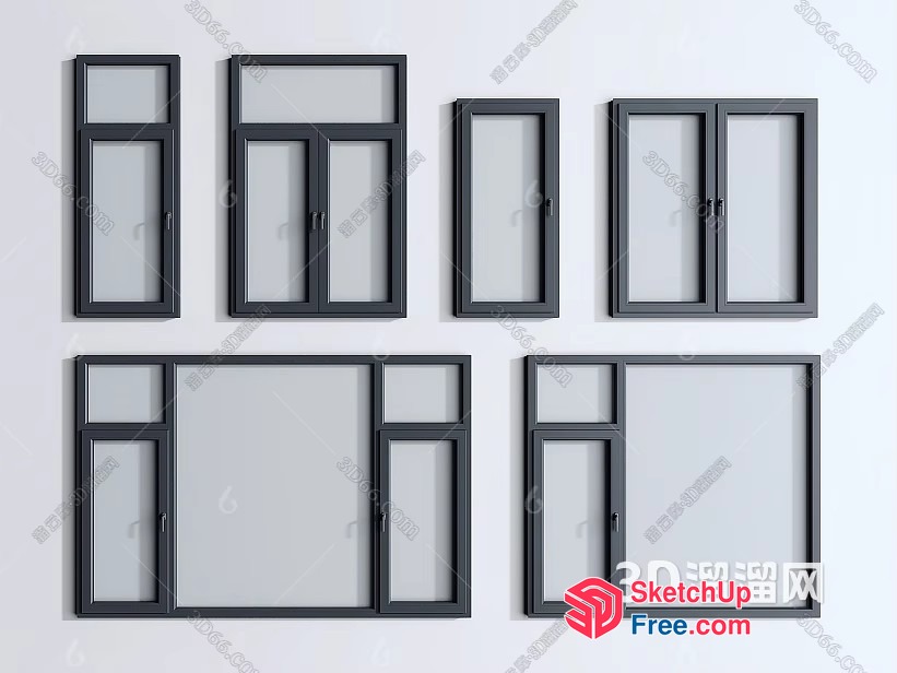 8 Different Window Frames 3D SketchUp File