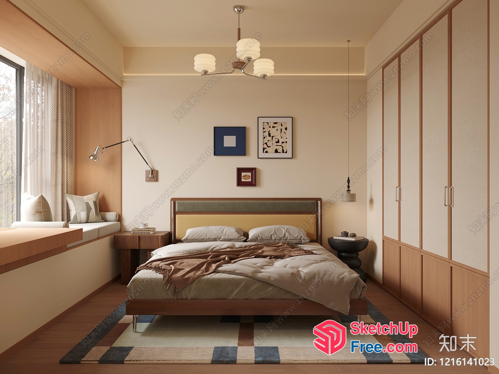Modern Minimalist Bedroom With Neutral Color Scheme 3D SketchUp File