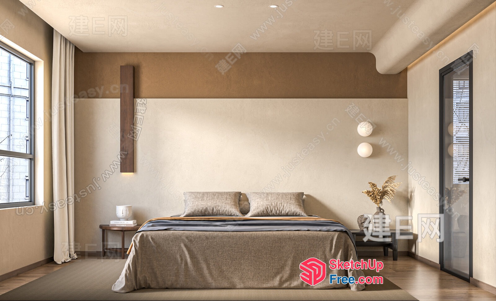 Elegant Minimalist Bedroom Design 3D SketchUp File