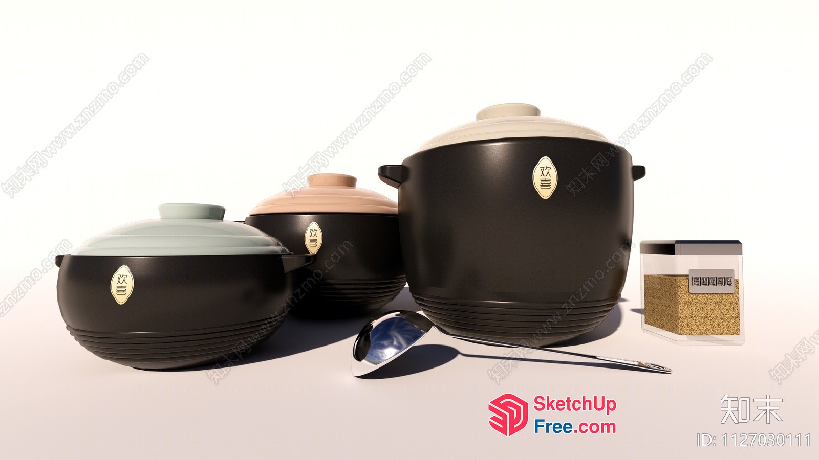 Modern Kitchenware Set With Utensils And Spices 3D SketchUp File
