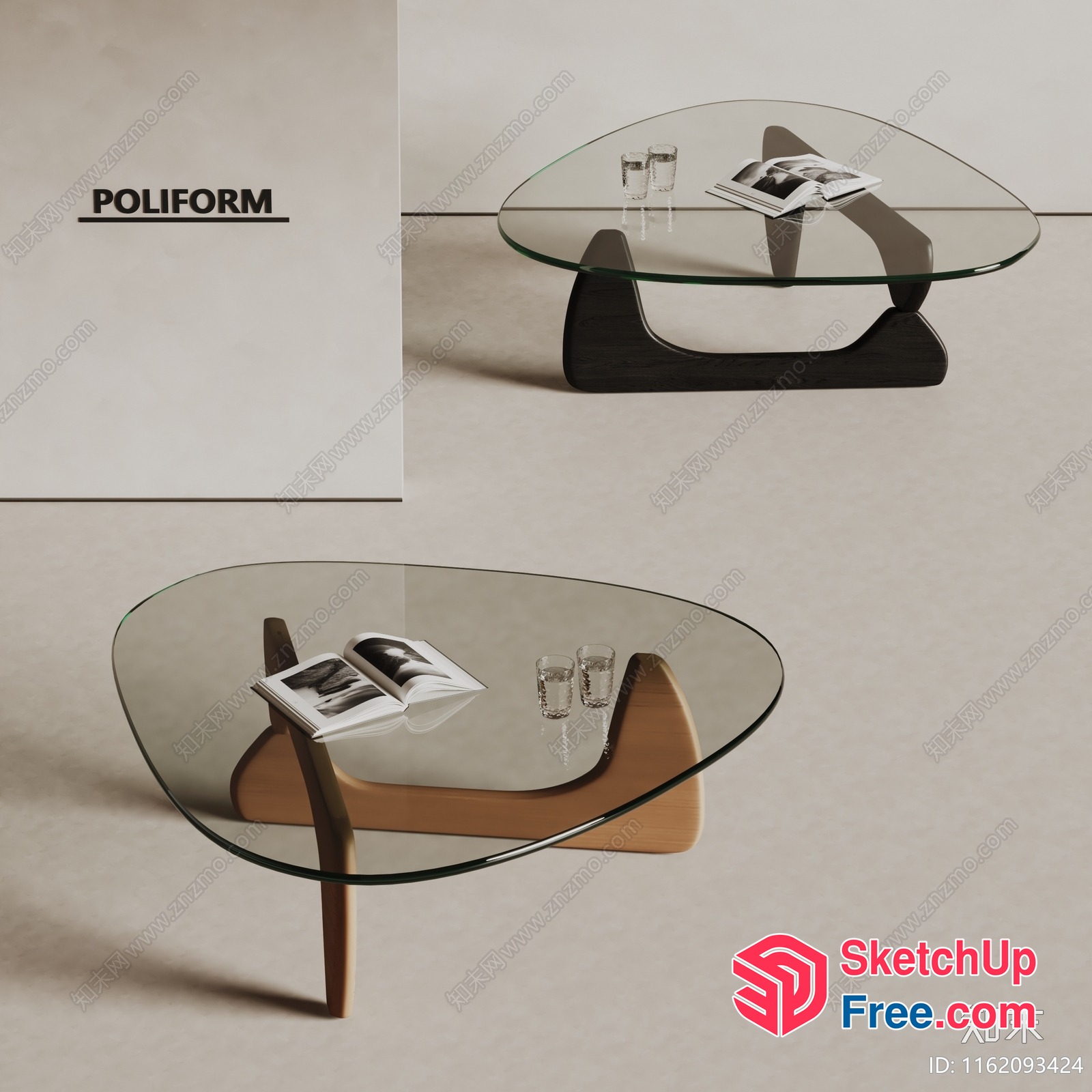 Elegant Glass Coffee Table With Sleek Wooden Base 3D SketchUp File
