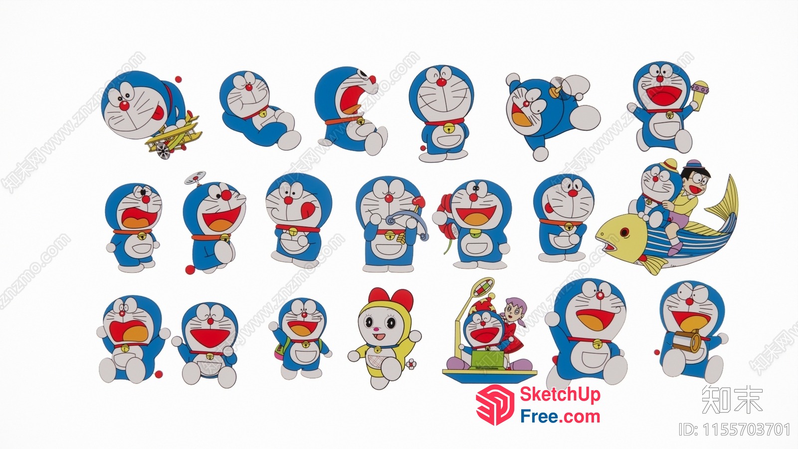 Cartoon Characters In Various Poses 3D SketchUp File