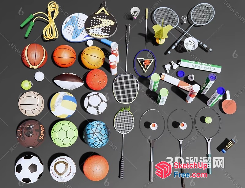 Various Sports Equipment Collection 3D SketchUp File