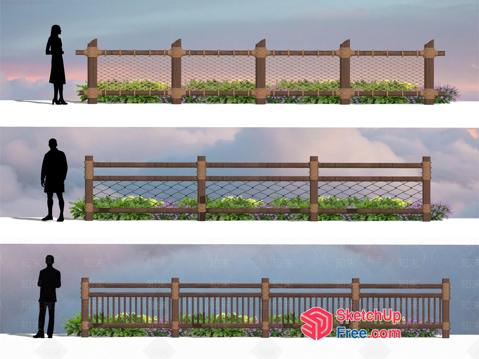 Decorative Fence Design With Natural And Modern Elements 3D SketchUp File