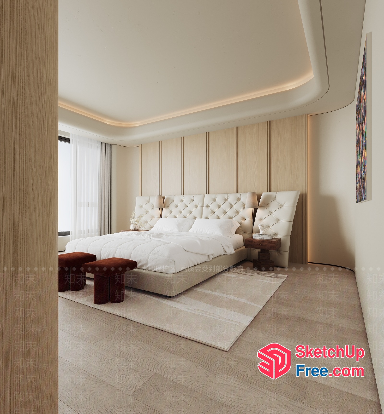 Luxurious Modern Minimalist Bedroom Interior 3D SketchUp File