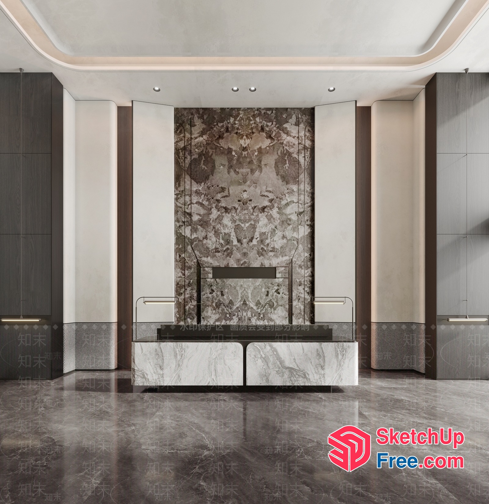 Luxurious Marble-Fronted Reception Area 3D SketchUp File