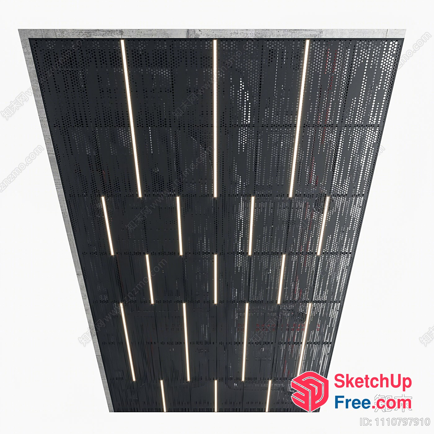Modern Black Metal Screen With Led Lighting 3D SketchUp File
