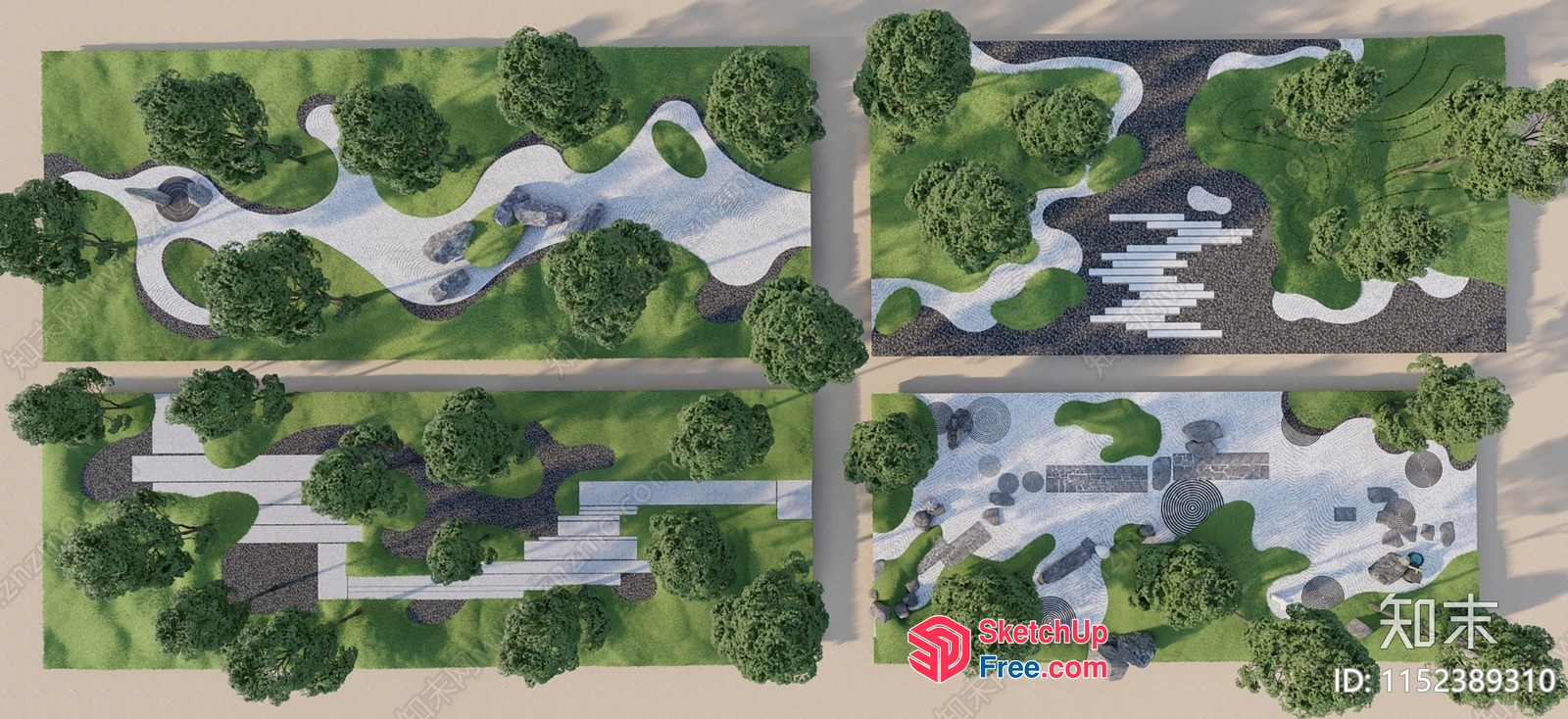 Serene Outdoor Space With Water Features And Seating 3D SketchUp File