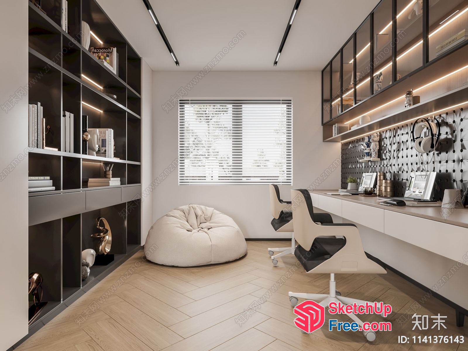 Modern Minimalist Home Office Interior 3D SketchUp File