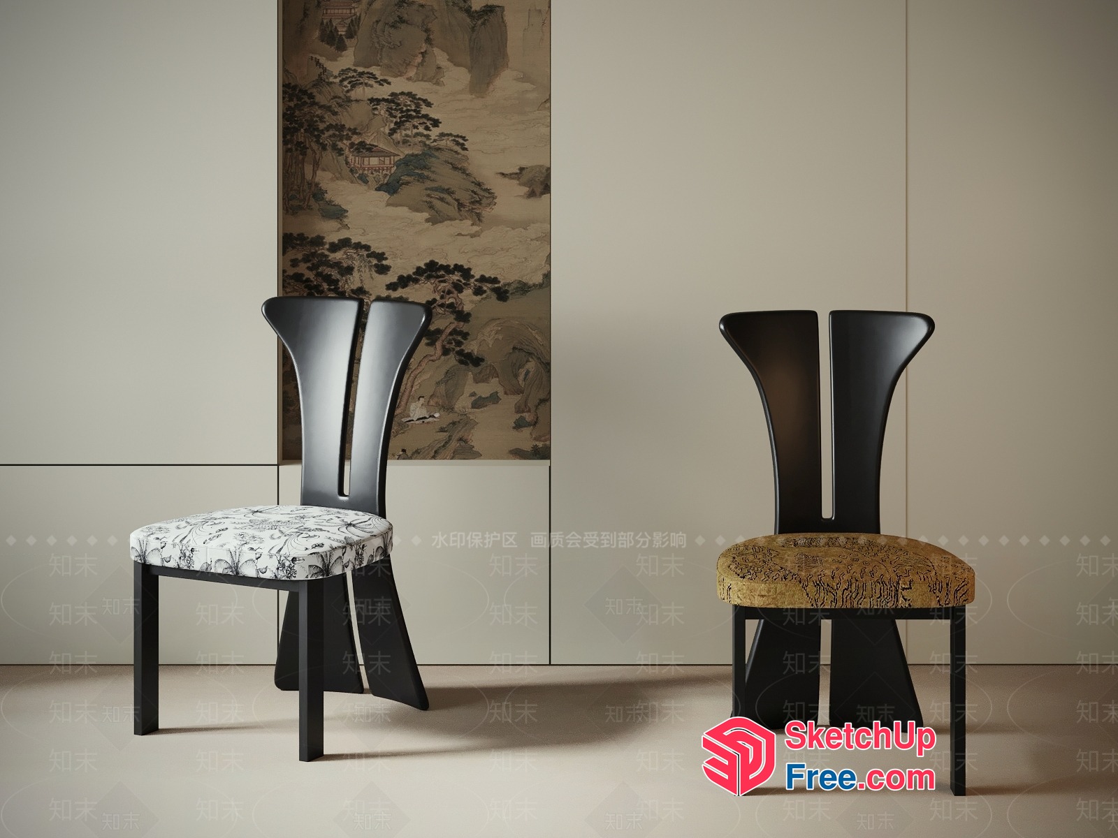 Elegant Chairs With Unique Designs And Patterns 3D SketchUp File