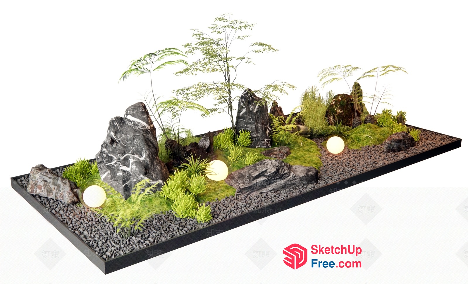 Serene Japanese-Inspired Rock Garden 3D SketchUp File