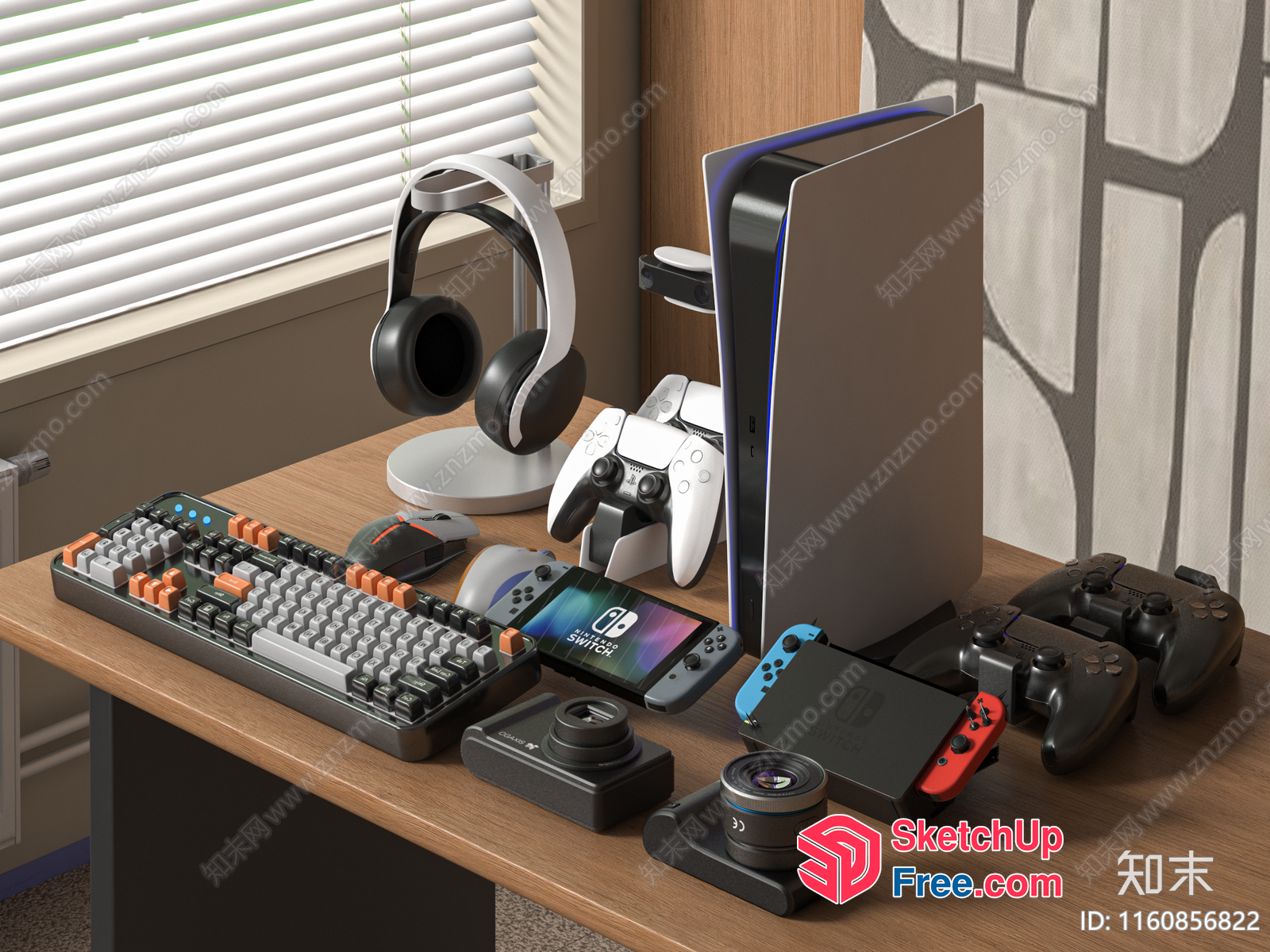 Gaming Station With Console And Controllers 3D SketchUp File