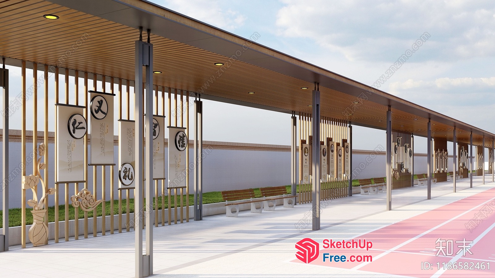 Exterior Decorative Japanese Style Pillars 3D SketchUp File