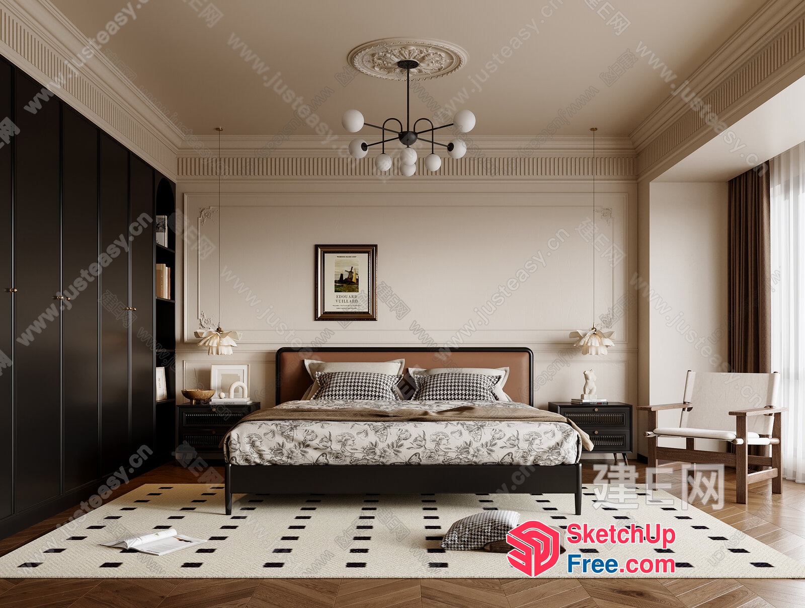 Elegant And Classic Bedroom Interior 3D SketchUp File