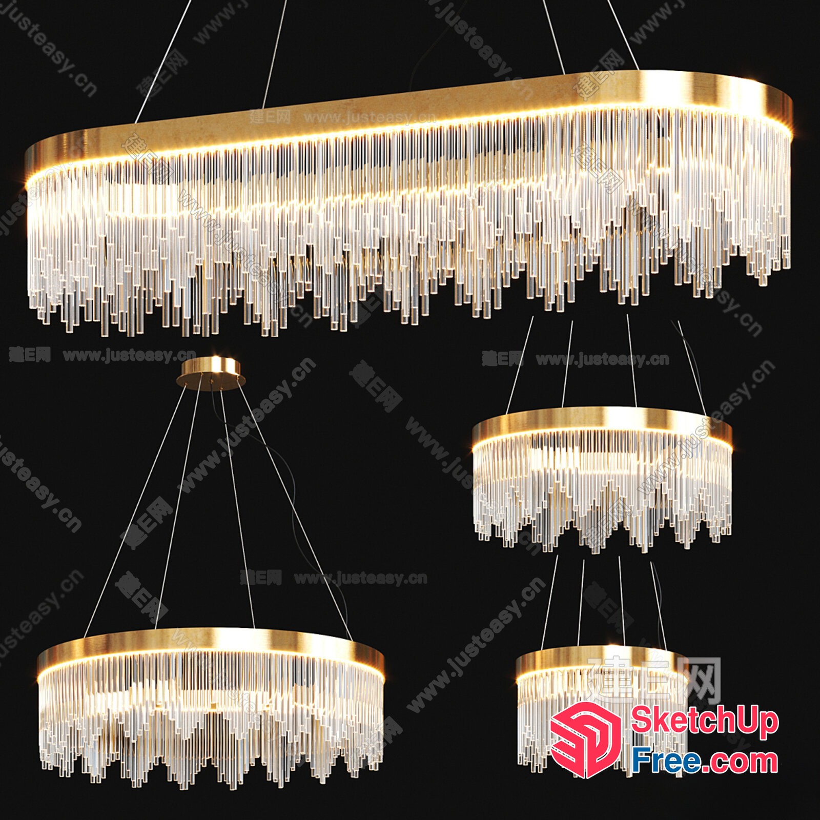 Elegant Chandelier With Crystal Fringe Design 3D SketchUp File
