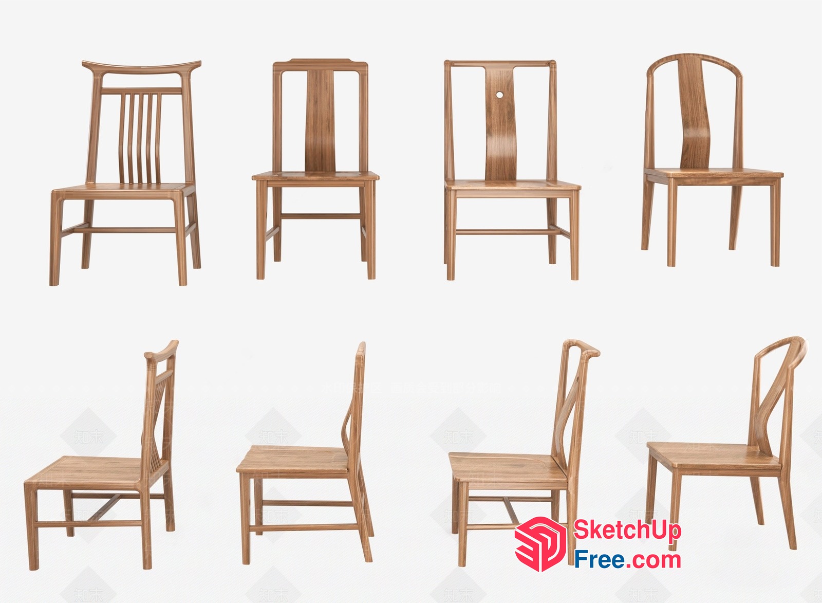 Elegant Wooden Chairs For Classic Dining Rooms 3D SketchUp File