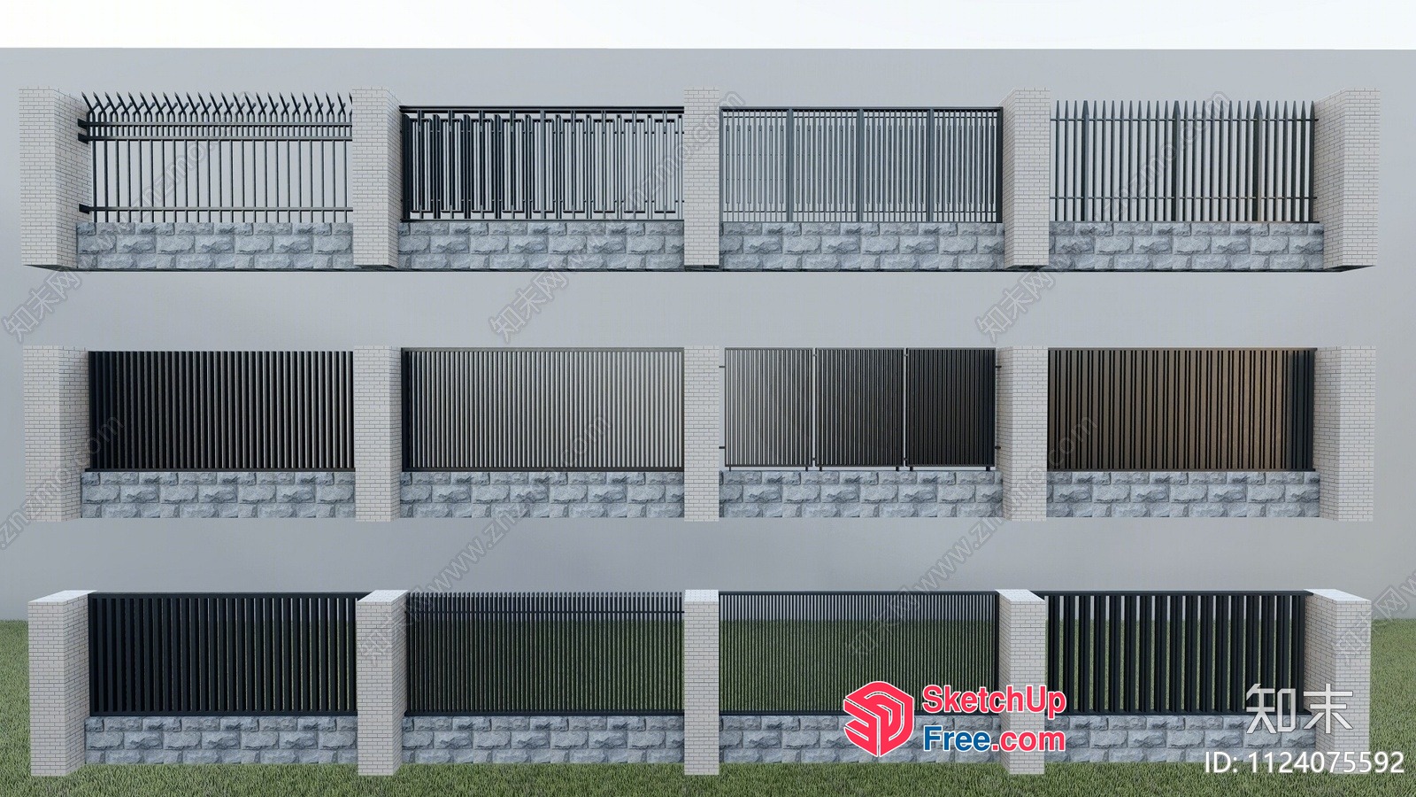 Exterior Metal Fencing Options 3D SketchUp File