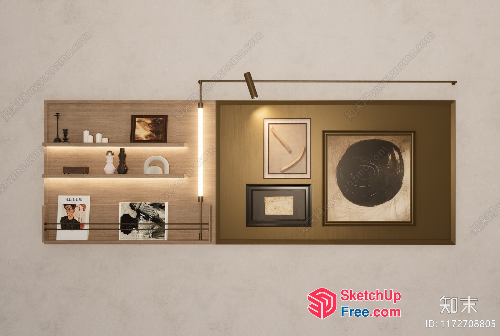 Modern Minimalist Decorative Shelf And Wall Art 3D SketchUp File