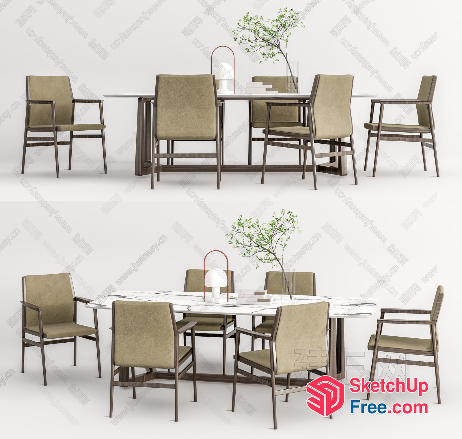 Modern Dining Room Furniture Set With Table And Chairs 3D SketchUp File