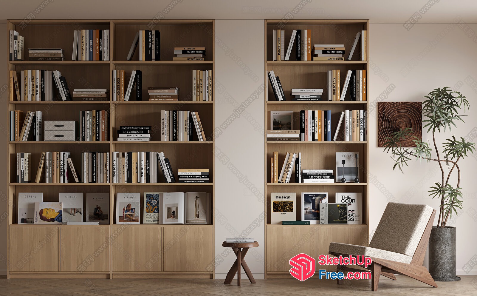 Modern Minimalist Bookcase And Shelf Unit 3D SketchUp File