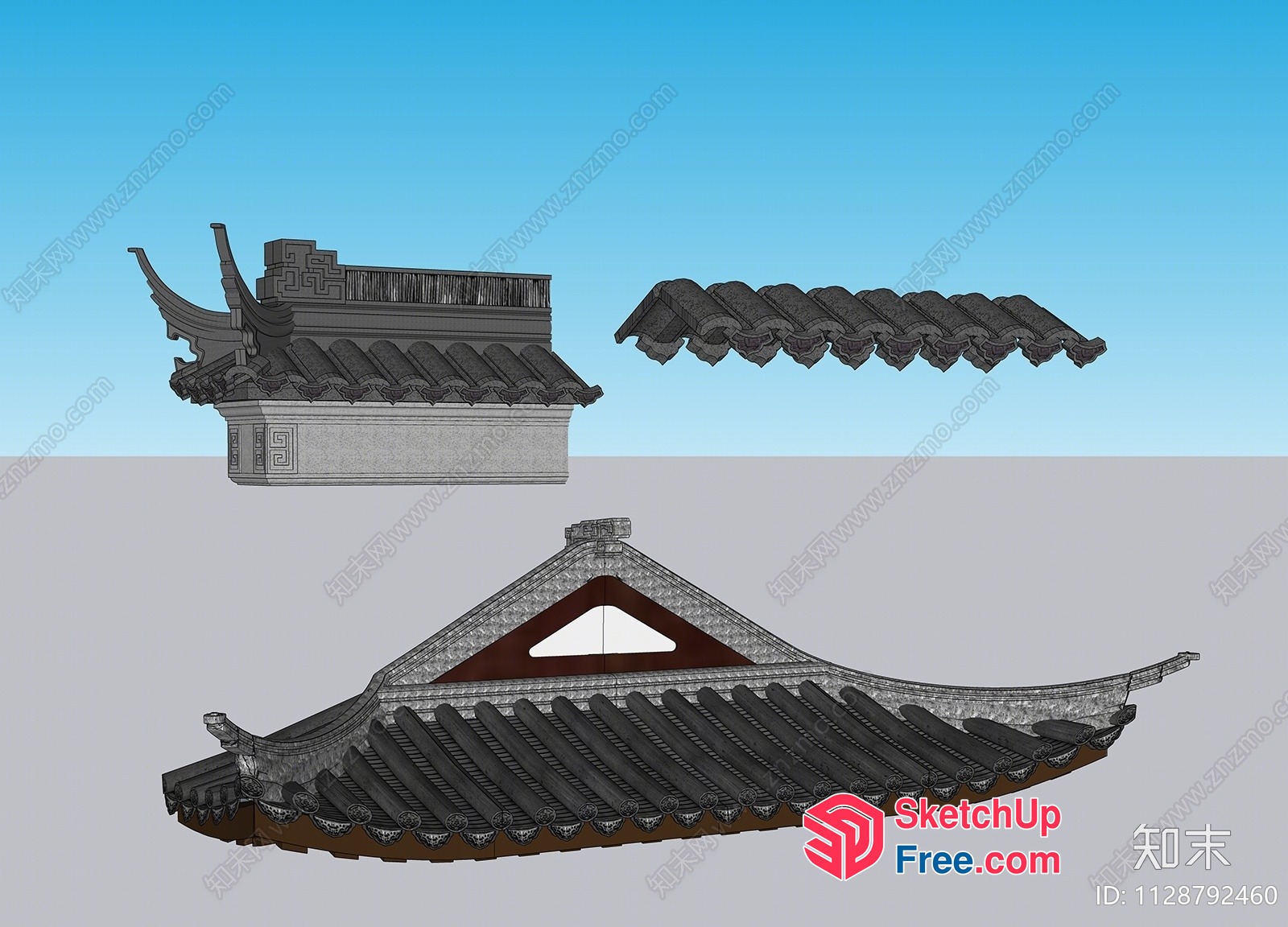 Traditional Asian Roof Synthesis Elements 3D SketchUp File