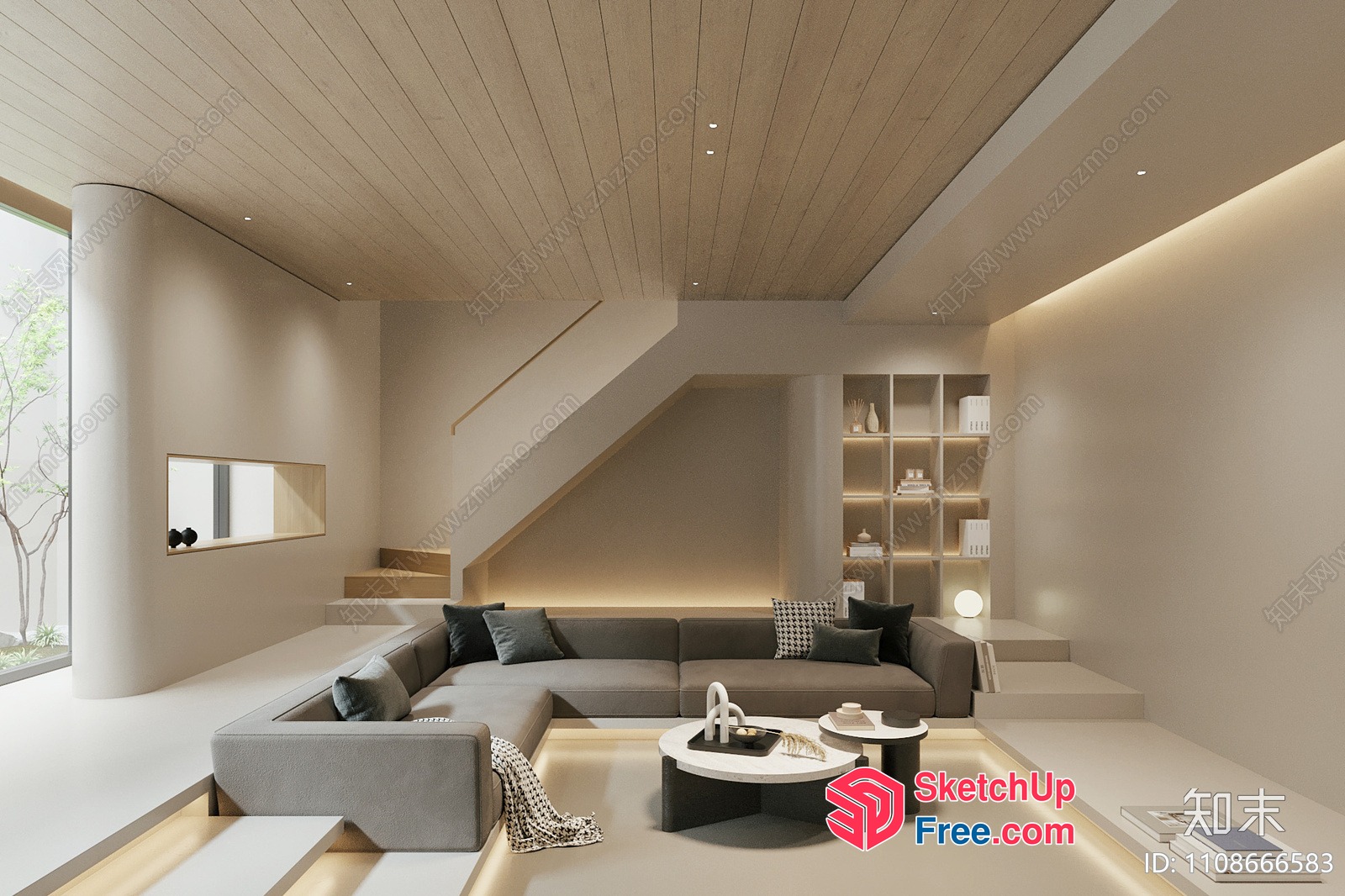 Modern Minimalist Living Room With Natural Light 3D SketchUp File