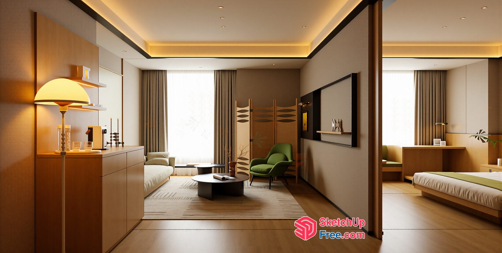 Modern Japanese Style Interior Design 3D SketchUp File