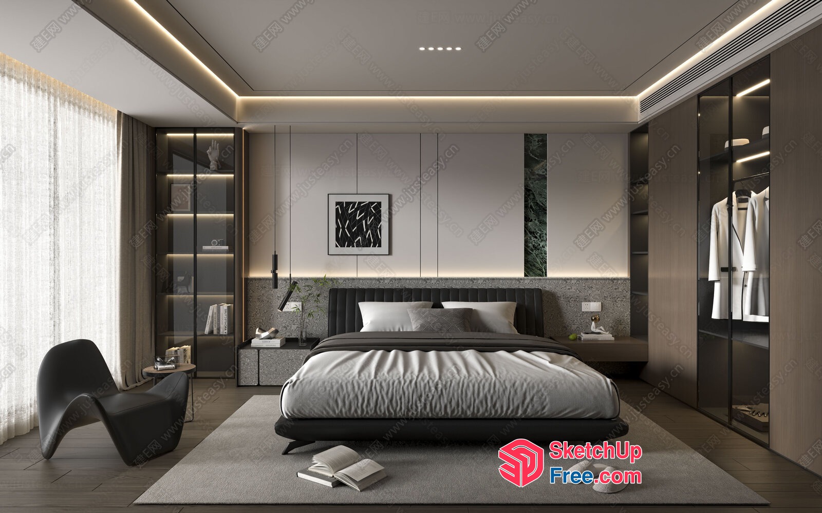 Elegant Modern Bedroom With Sleek Furniture 3D SketchUp File