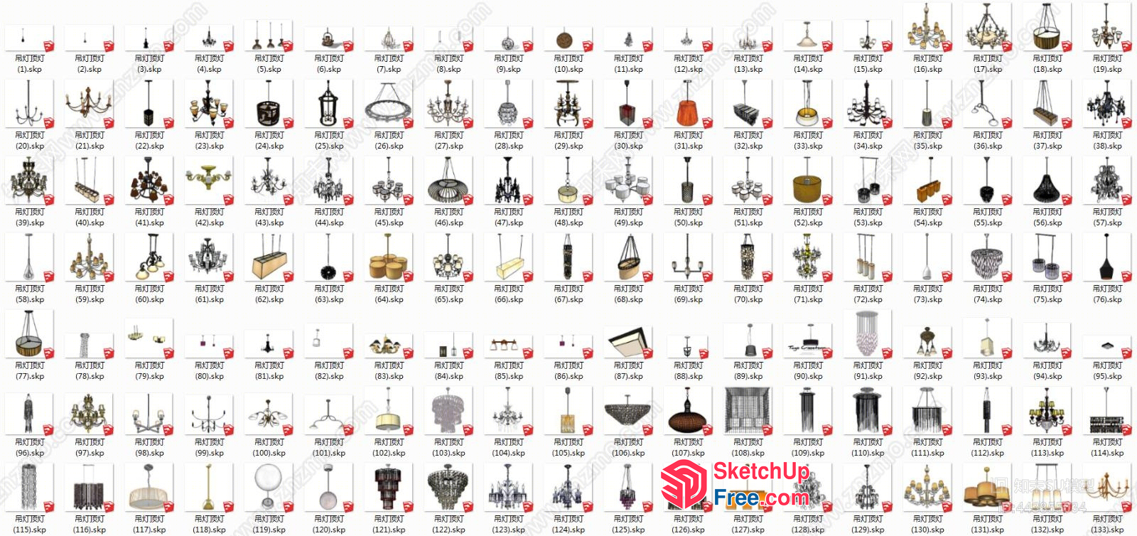 Collection Of 200+ Unique Chandeliers And Lighting Fixtures 3D SketchUp File