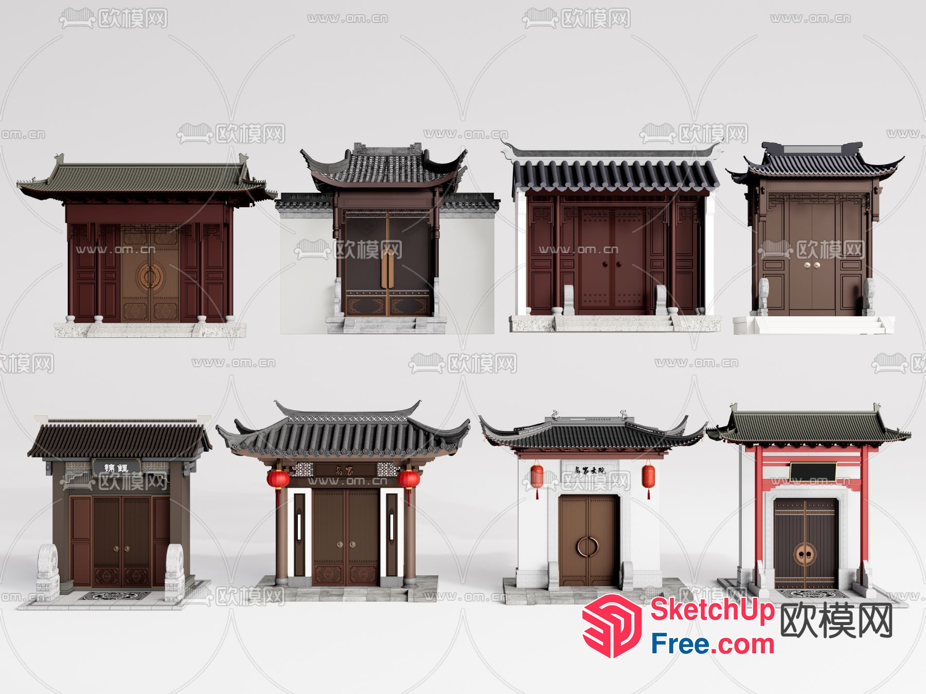 Traditional Chinese Architectural Doorways 3D SketchUp File