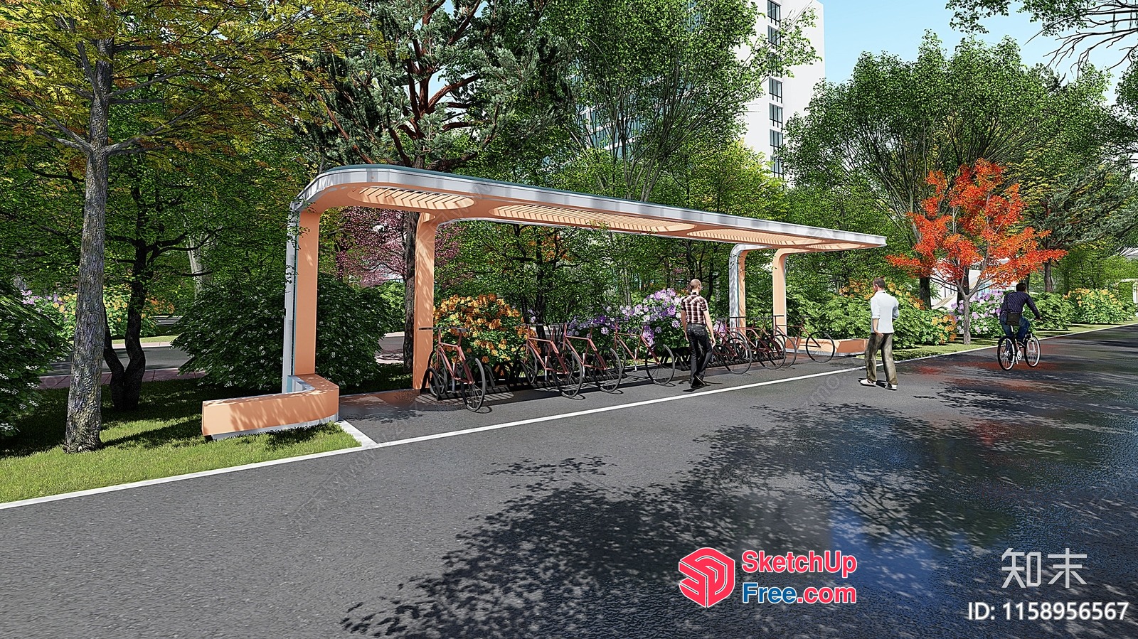 Bike Parking Area With Roofed Canopy 3D SketchUp File