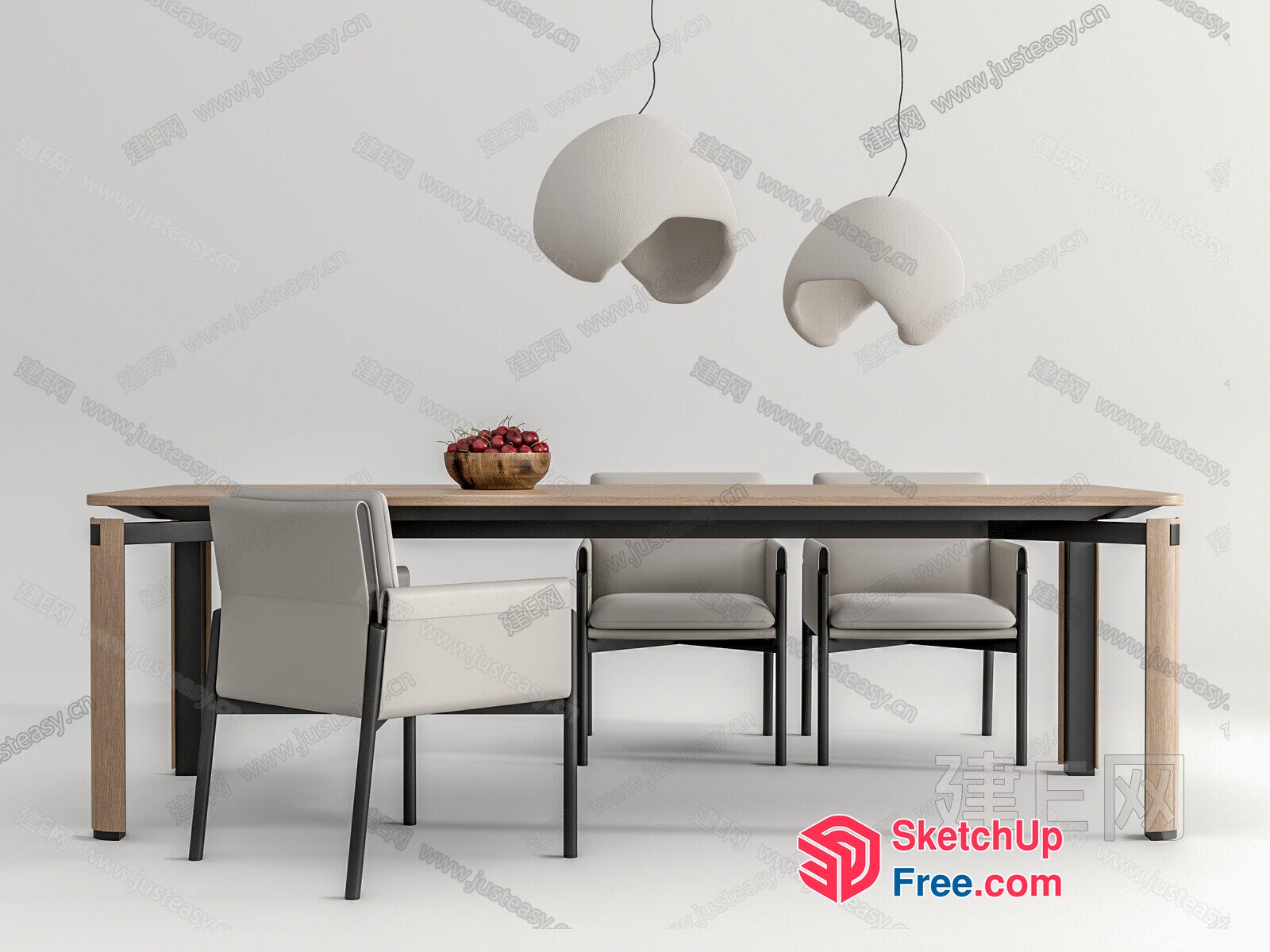 Modern Dining Room With Simple Table And Chairs 3D SketchUp File