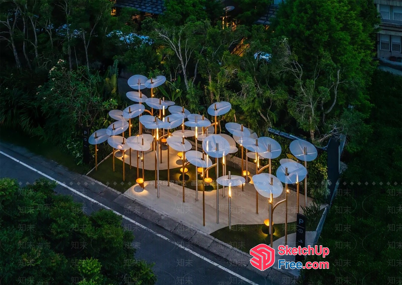 Modern Outdoor Lighting Installation 3D SketchUp File
