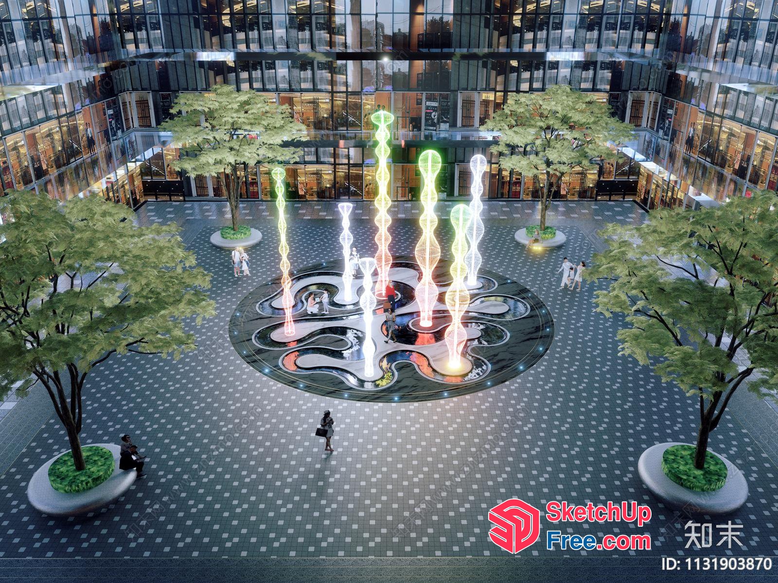 Modern Glass Curtain Wall Commercial Street 3D SketchUp File