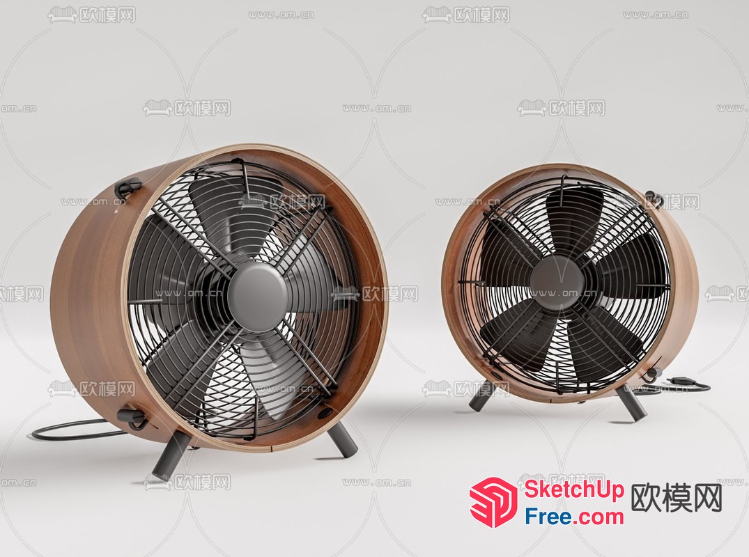 Two Round Wooden Fans 3D SketchUp File