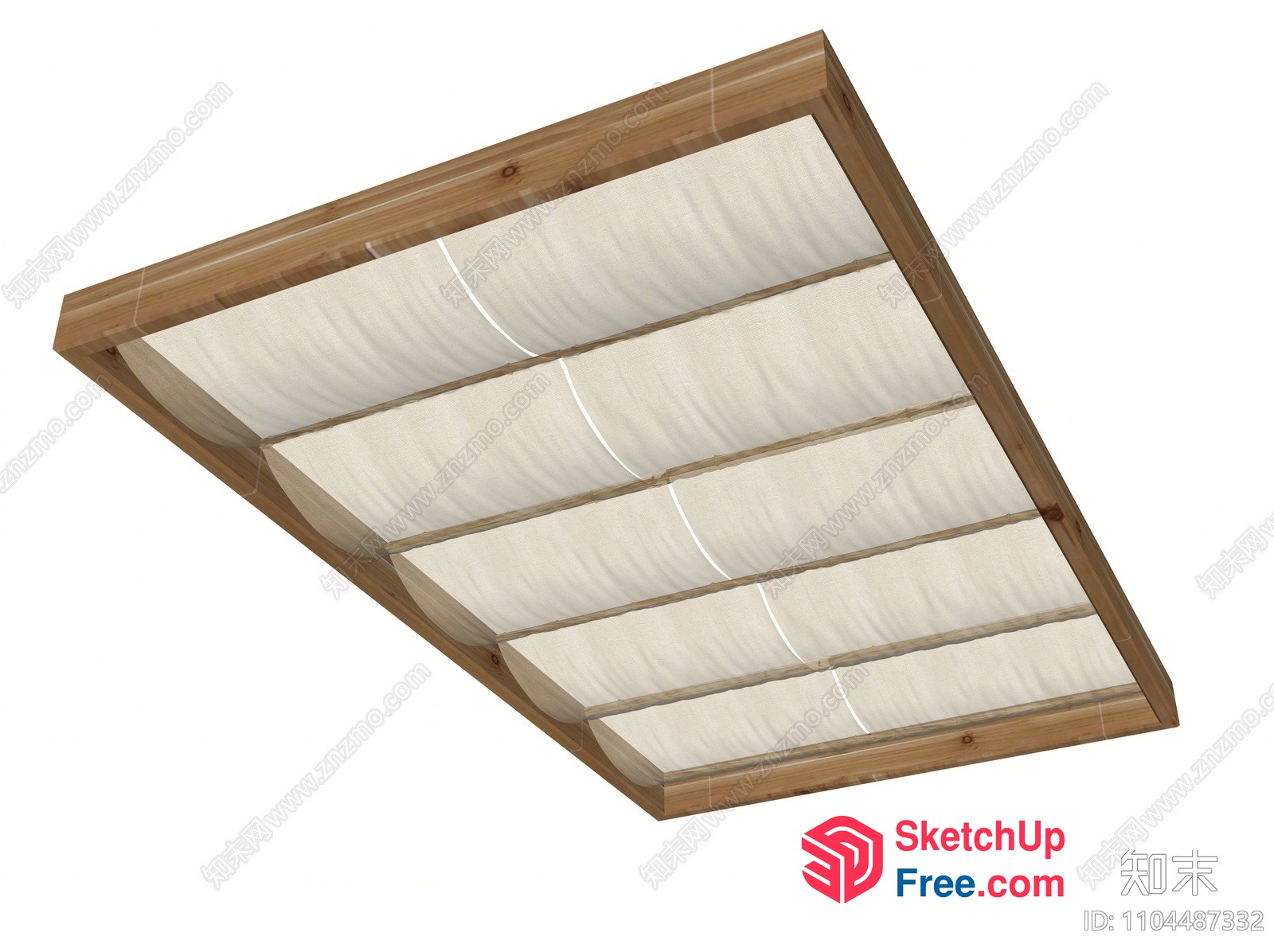 Wooden-Framed Ceiling Light Fixture With Fabric Shades 3D SketchUp File