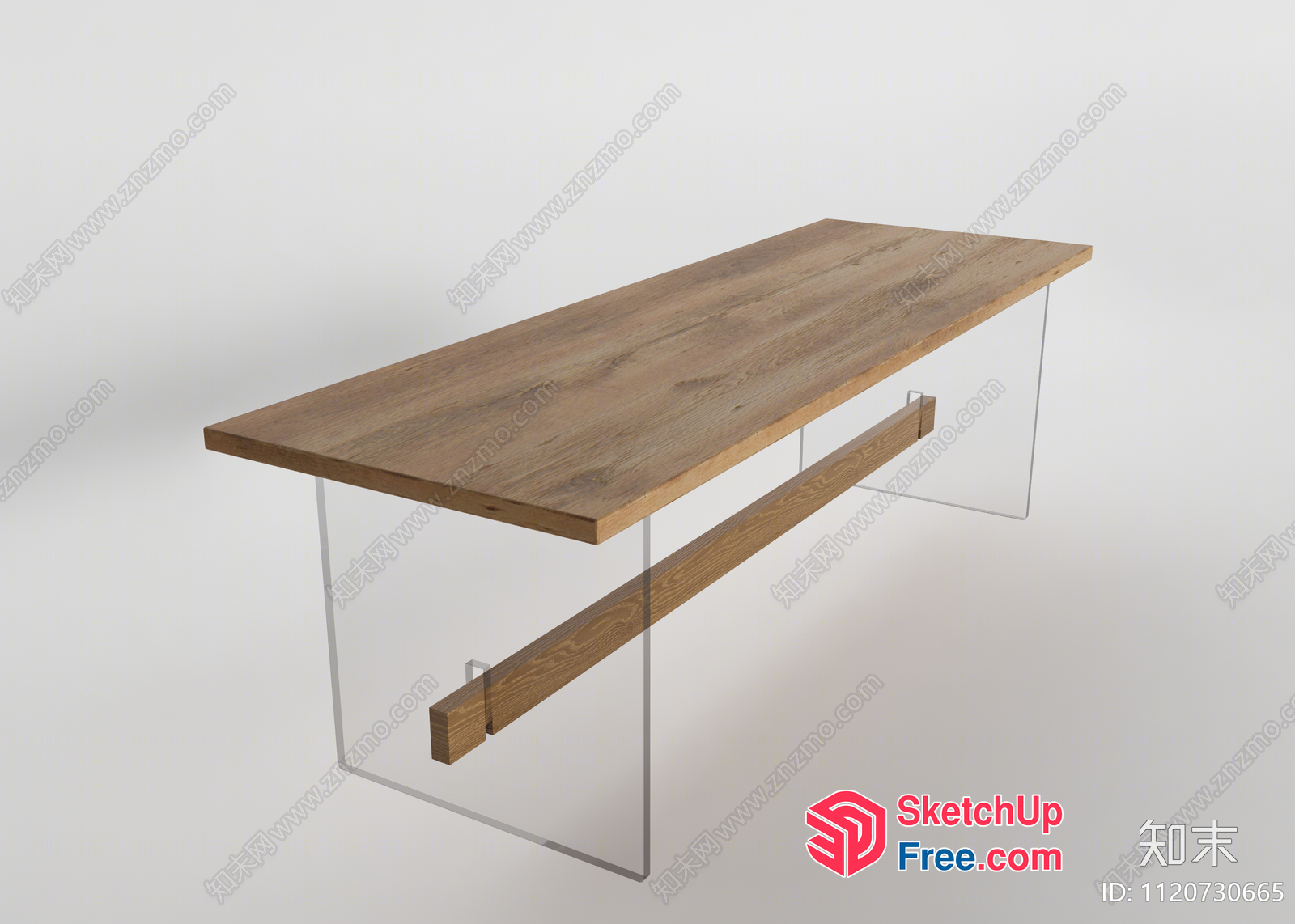 Simple Wooden Table With Metal Legs 3D SketchUp File
