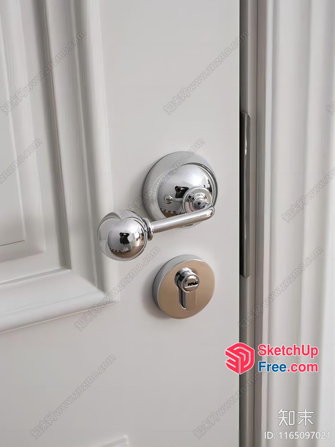 Modern Silver Door Handle And Lock 3D SketchUp File