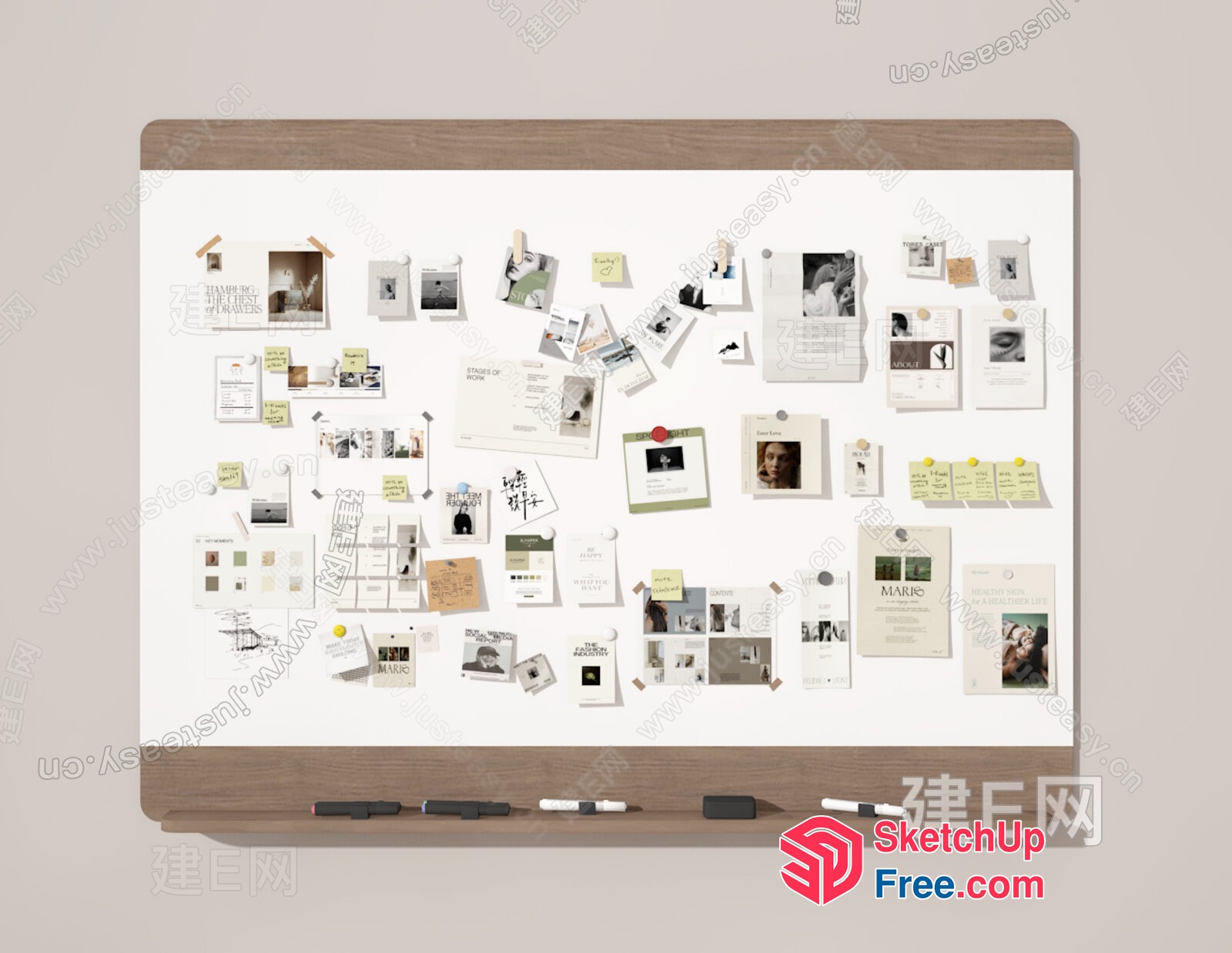 Vintage Style Bulletin Board 3D SketchUp File