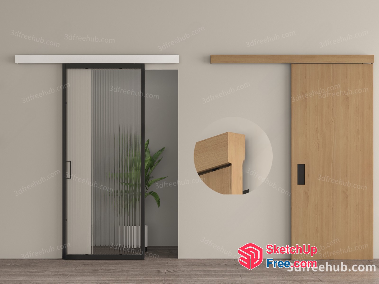 Modern Interior Door Options 3D SketchUp File