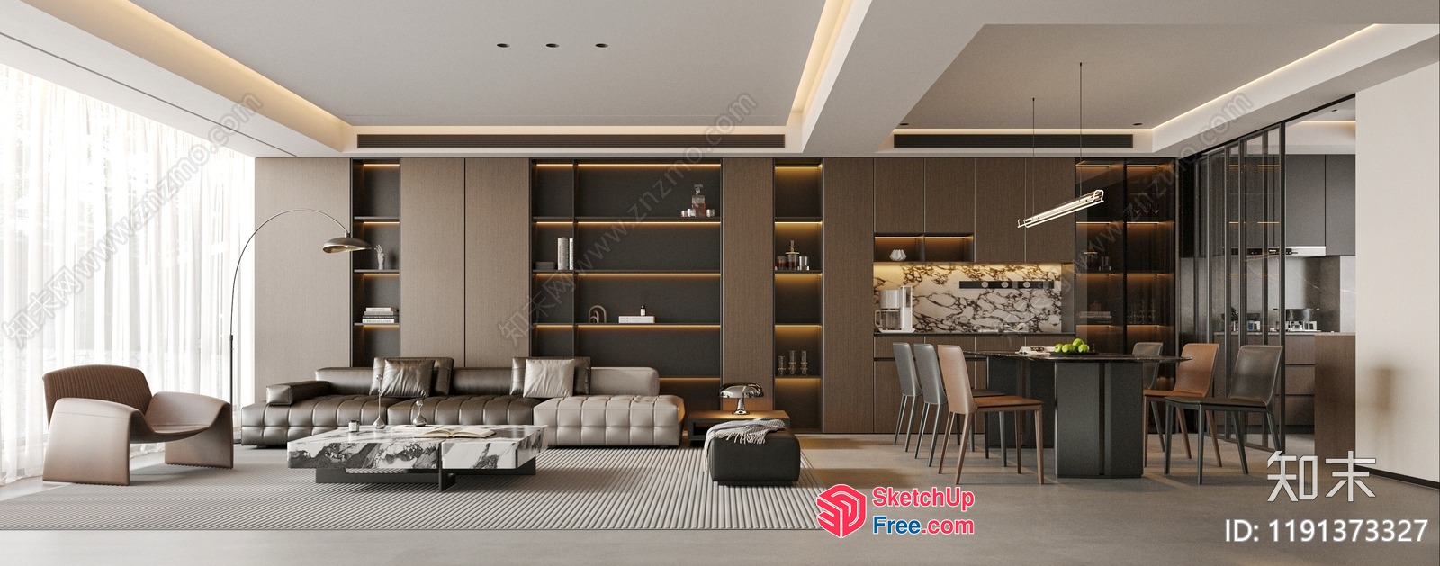 Modern Living Room With Sleek Furniture And Natural Lighting 3D SketchUp File