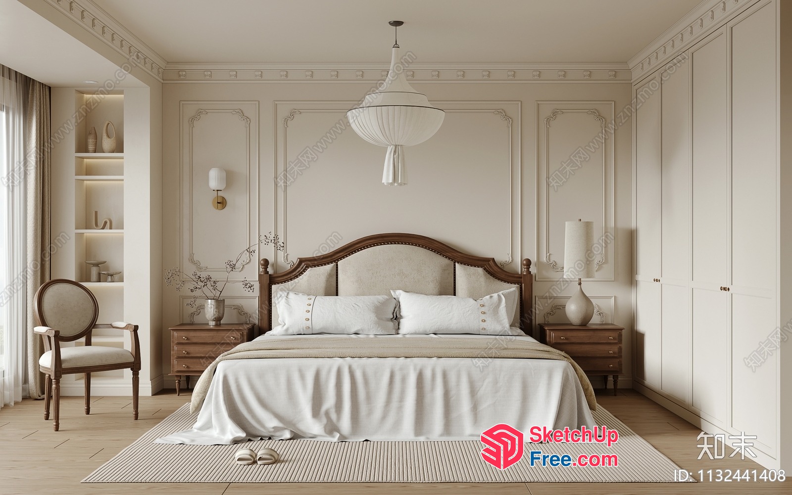 Elegant Classic Style Bedroom Interior 3D SketchUp File