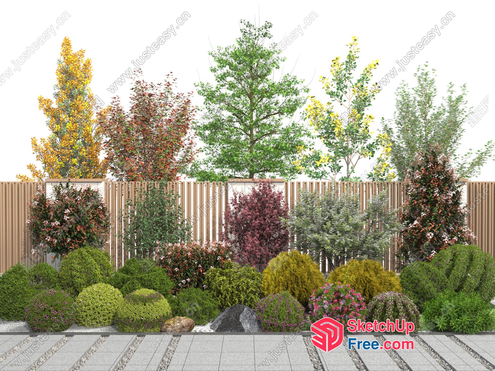 Elegant Japanese Style Garden With Various Plants And Trees 3D SketchUp File