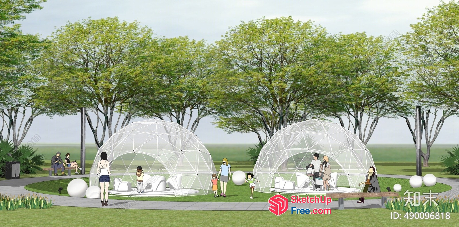 Geometric Outdoor Seating Areas 3D SketchUp File