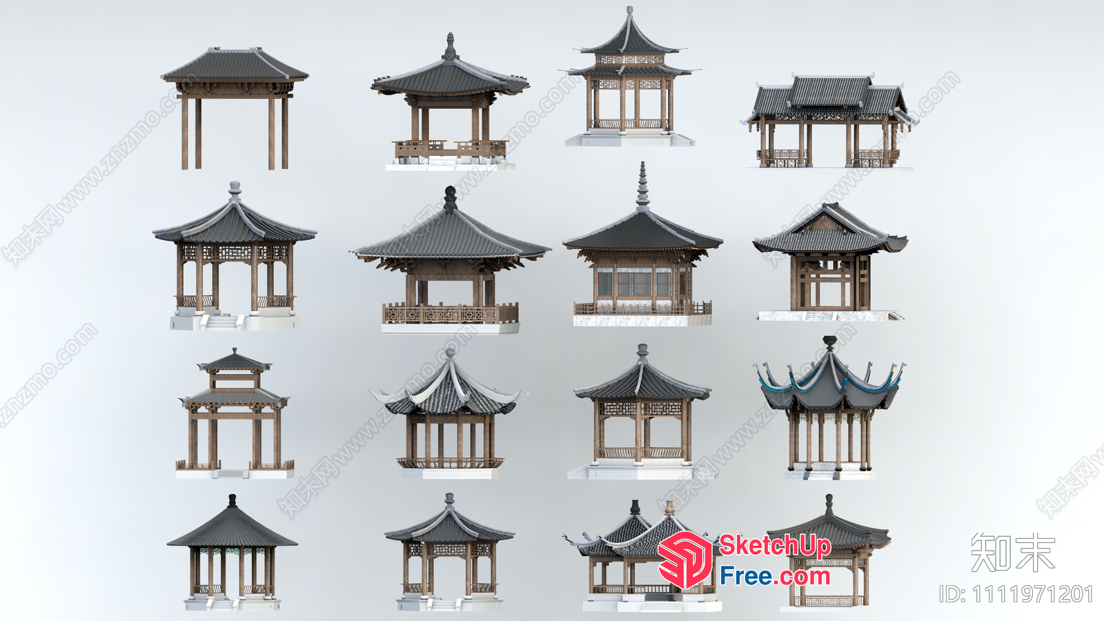 Asian Style Pavilion Collection 3D SketchUp File